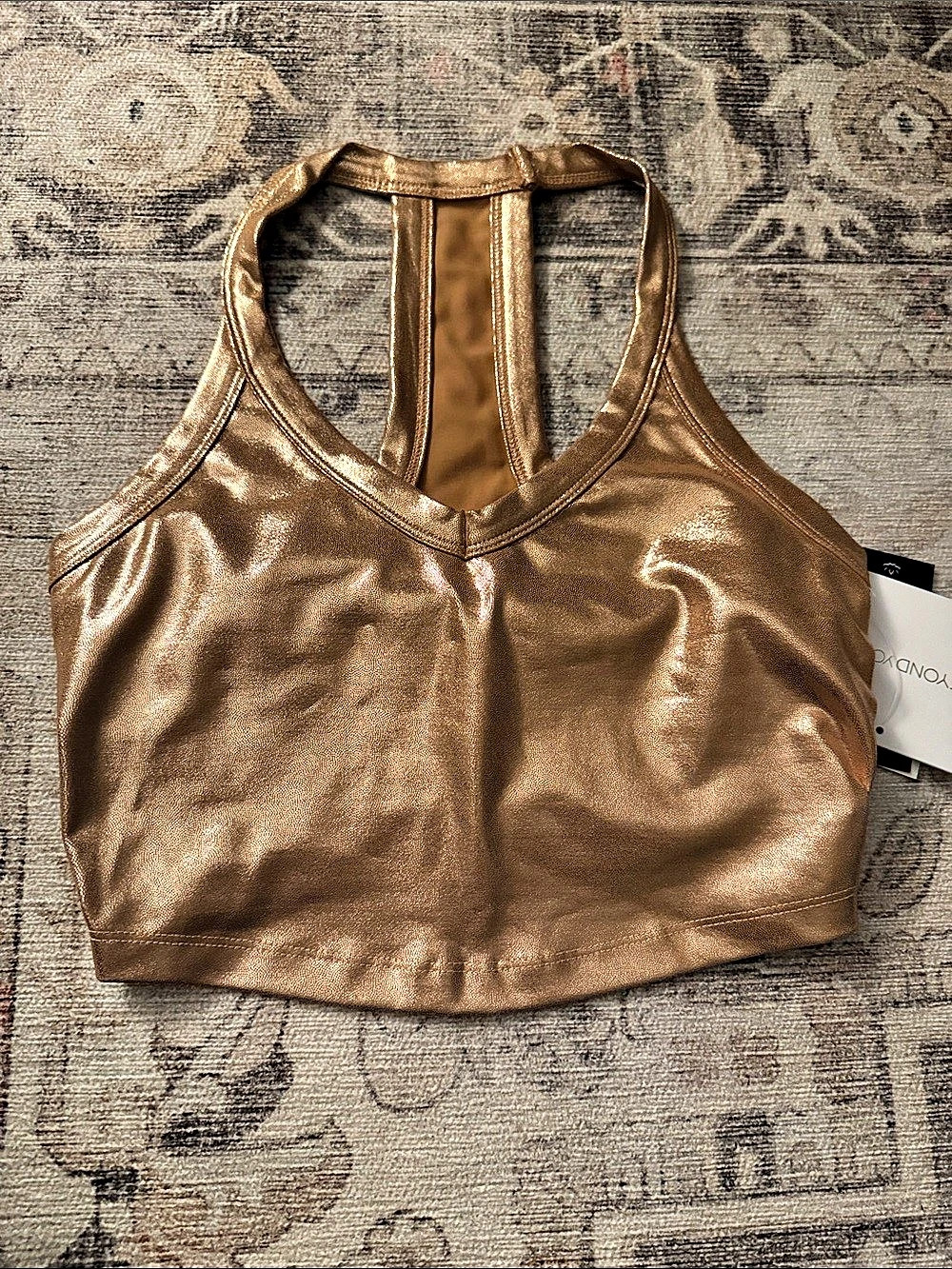 Beyond Yoga The Studio Crop Metallic Racerback Crop Top in Brown XS NWT